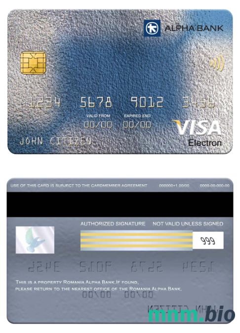 Romania Alpha Bank visa electron karta przykład w formacie PSD